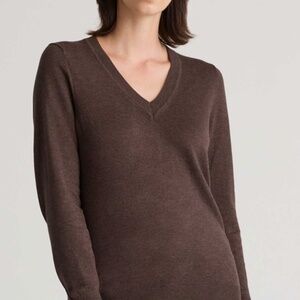 Quince Brown V-Neck Sweater